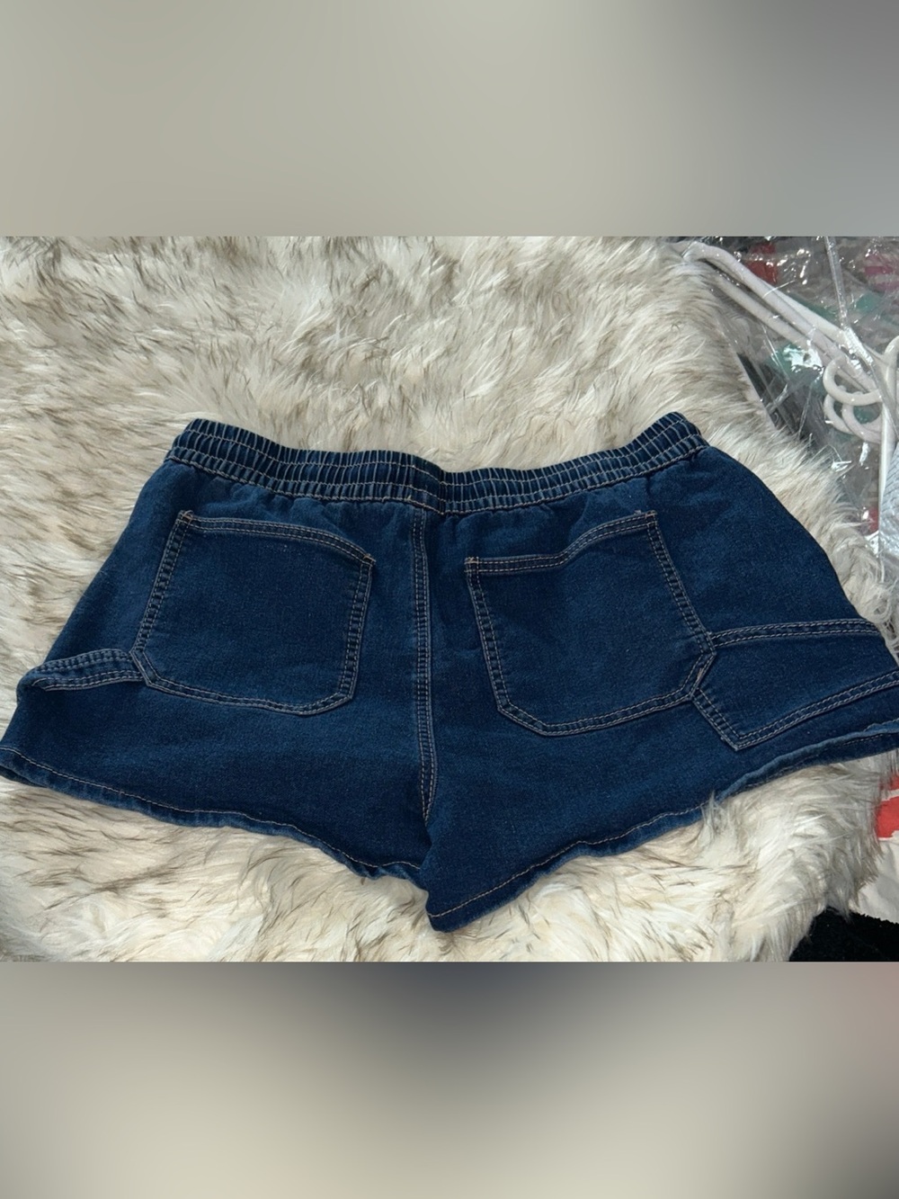 Dark Denim Stretch Lounge Shorts Carpenter Cut Shortie Size L